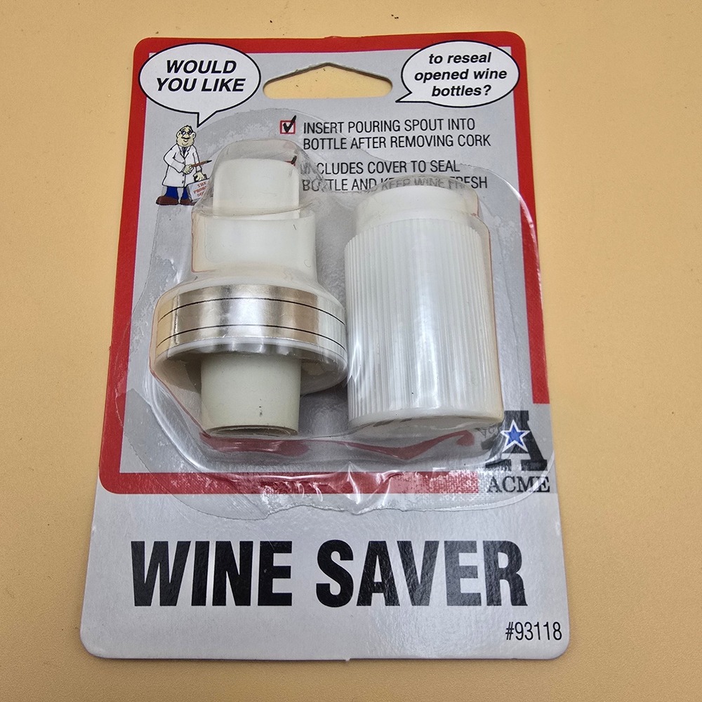 ACME WINE SAVER Stopper Pourer Spout Sealed‎ Bottle Fresh Preserver Kit 93118